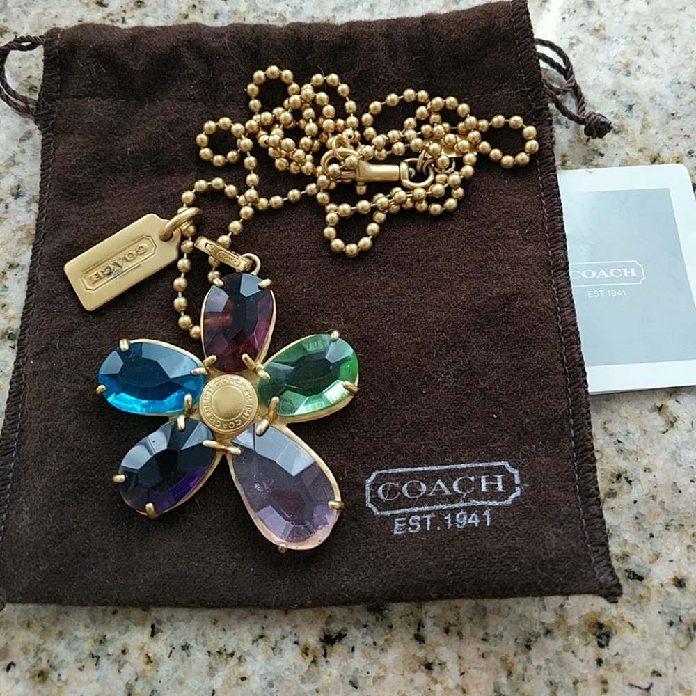 Coach flower pendant necklace